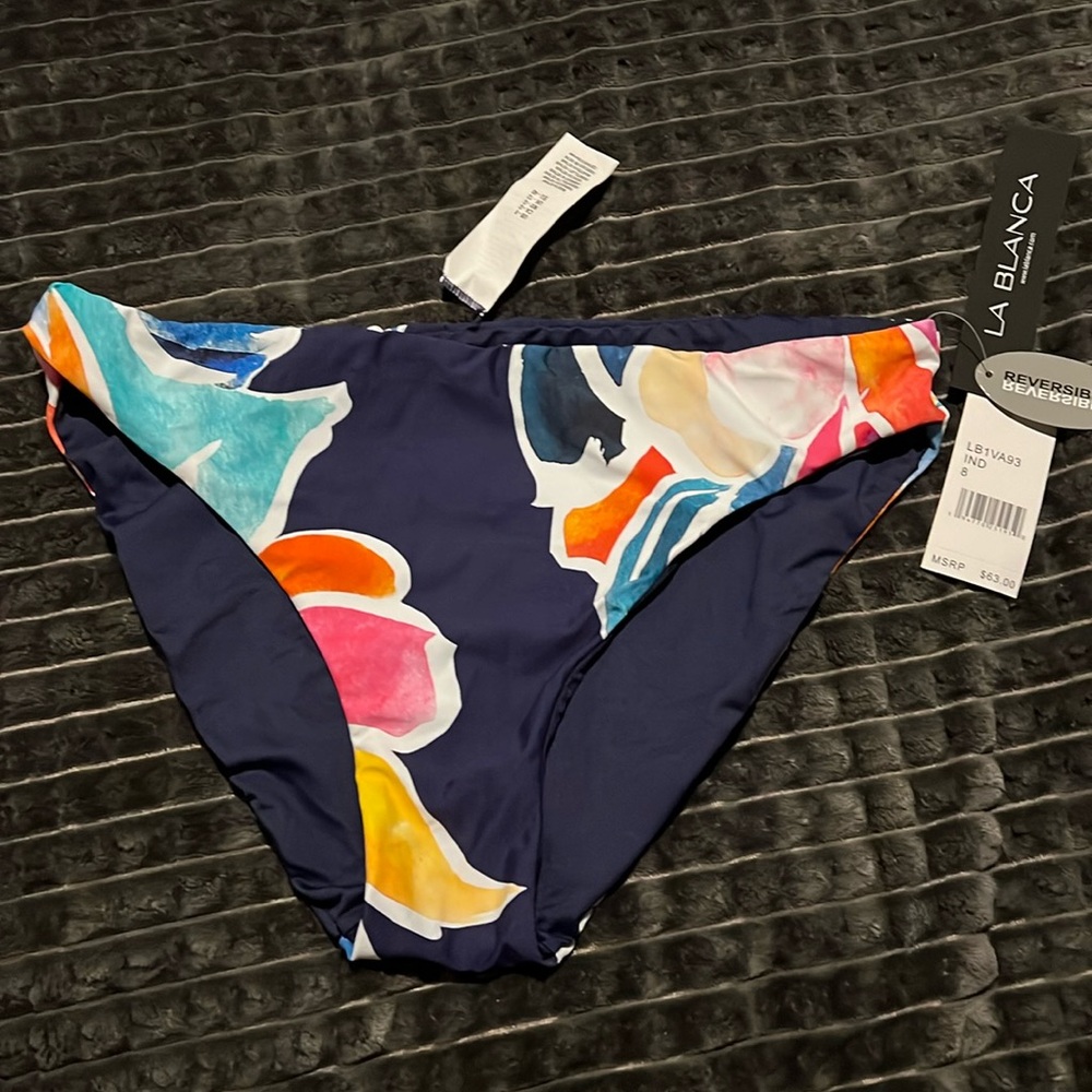 LA BLANCA
Petals In Bloom Reversible Hipster Bikini Bottoms Size 8